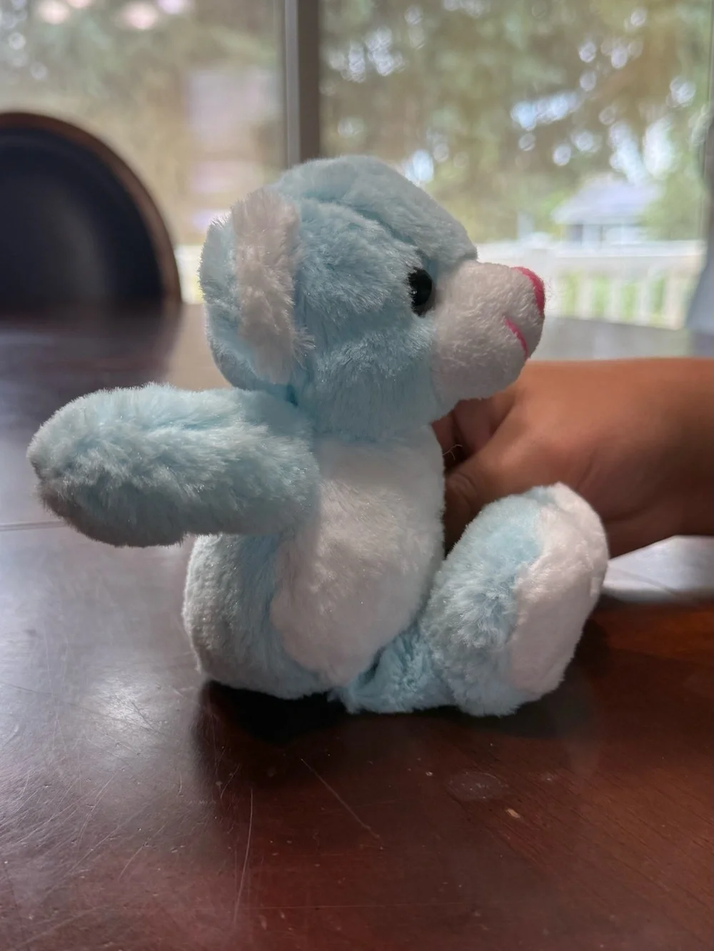 Blue and White Plush Teddy Bear - Soft Small Stuffed Animal